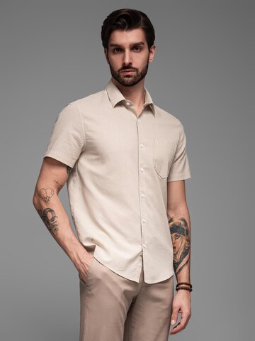 Ombre Comfort fit Overhemd 'OM-SHSS-0167' in Beige