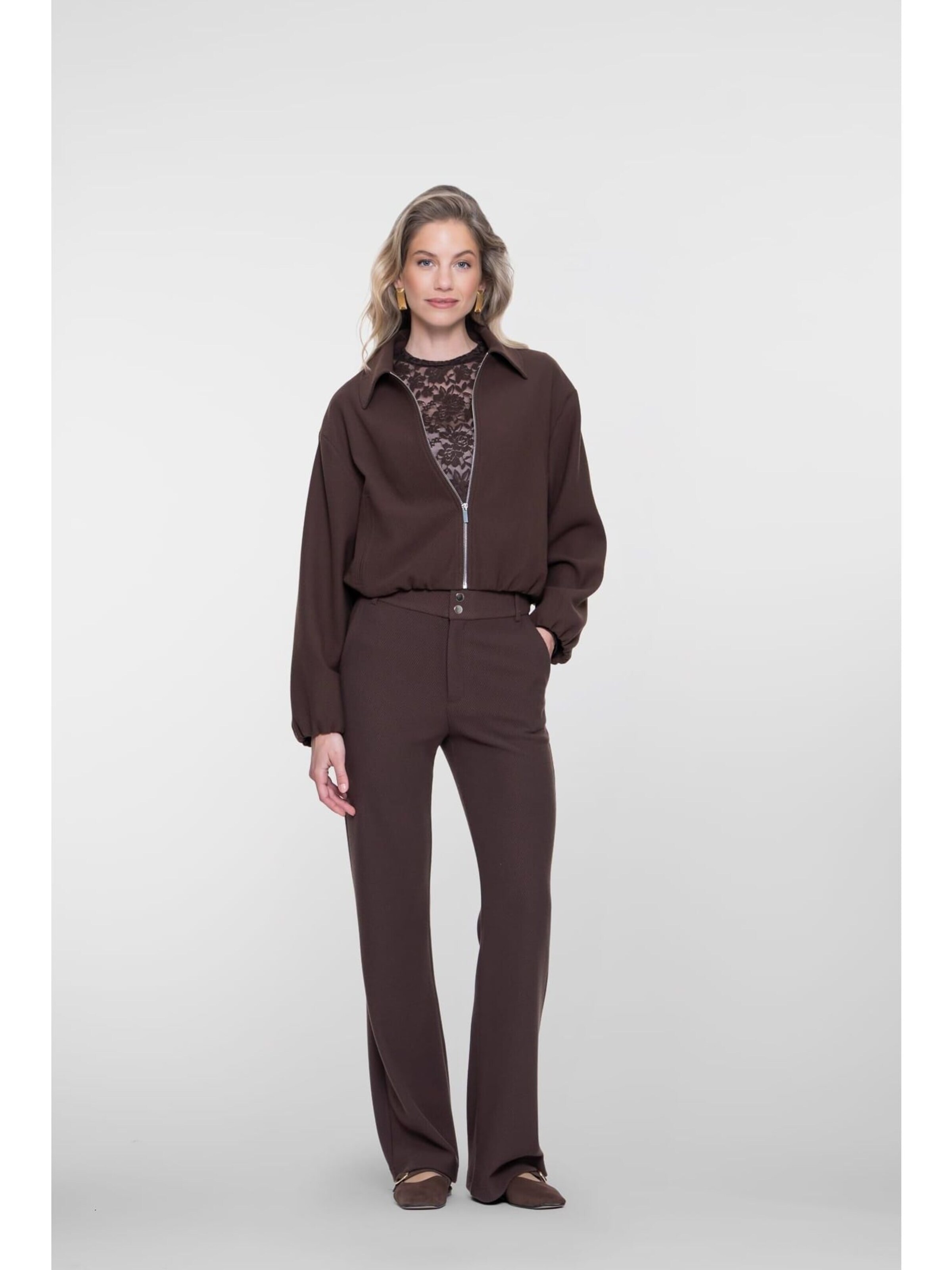 Geisha Broek in Bruin: voorkant