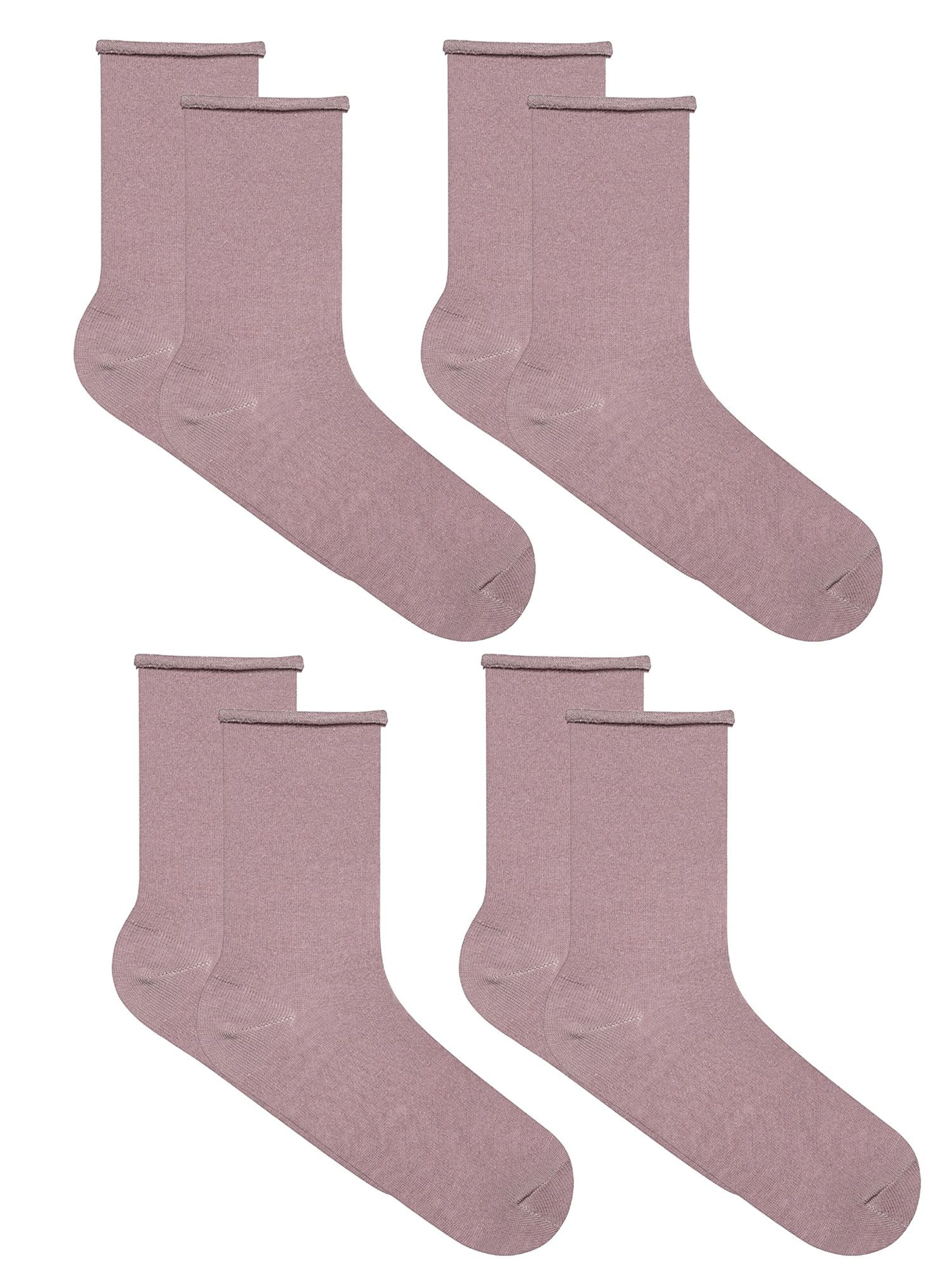 Albero Natur Socken 'Bio-Baumwoll-Socken mit Rollrand Unisex – 4er Pack'‌‌‌‌‌‌‌‌‌ in Lila: Vorderseite