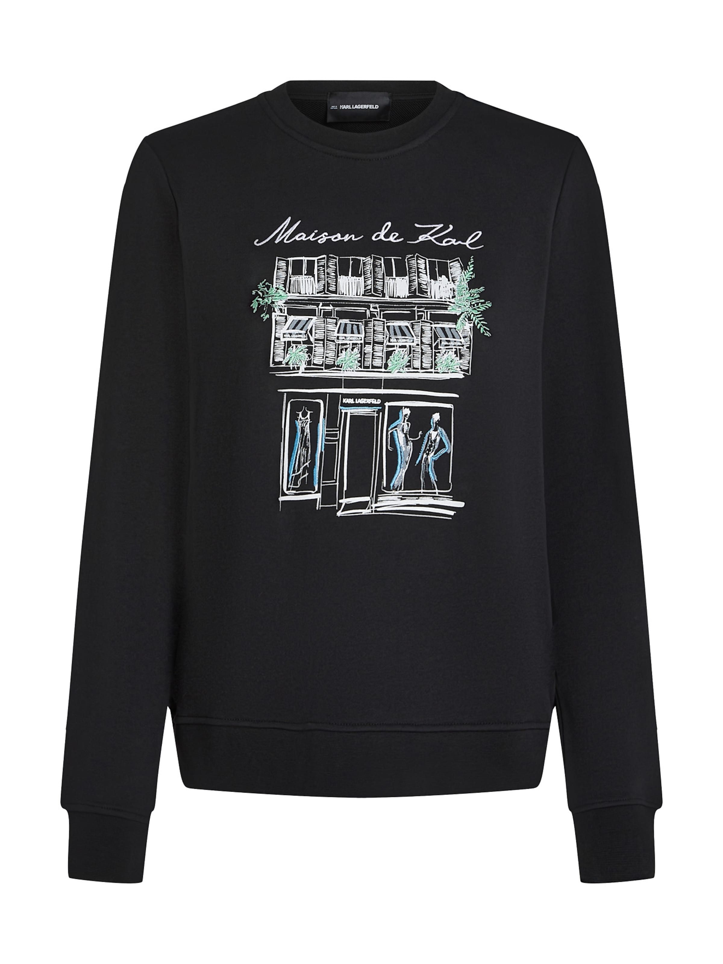 Karl Lagerfeld Суичър 'PARIS SKETCH STORE' в светлосиньо / светлозелено / черно / бяло, Преглед на продукта