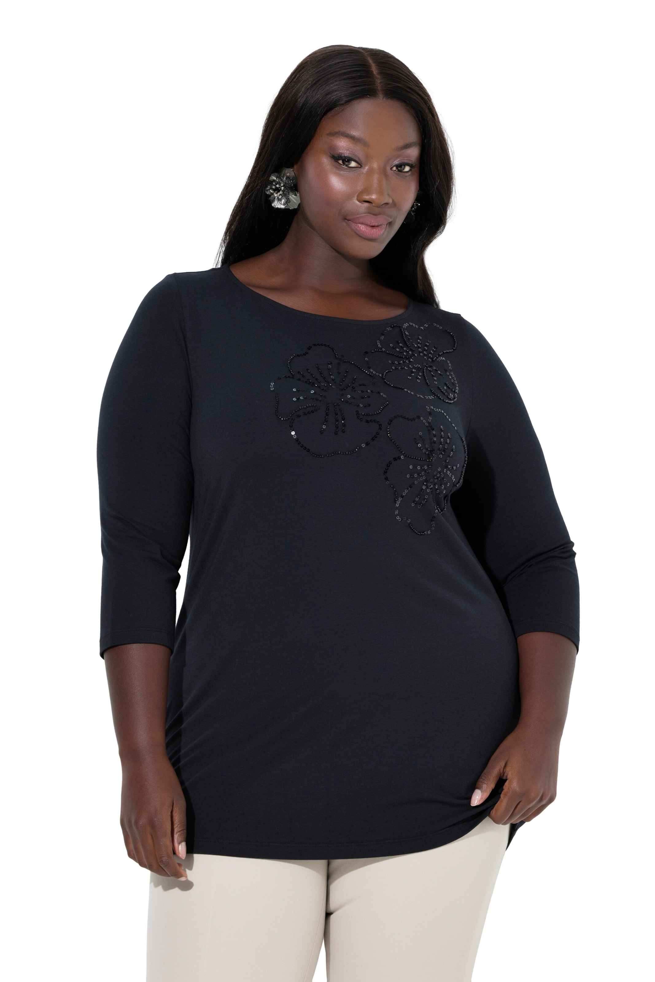 Ulla Popken Shirt in Zwart: voorkant