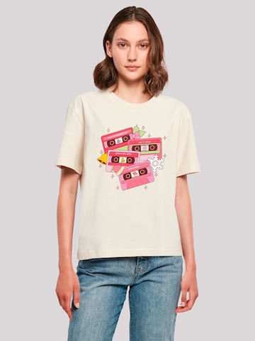 T-shirt 'Christmas Retro Song Tapes' F4NT4STIC en beige : devant