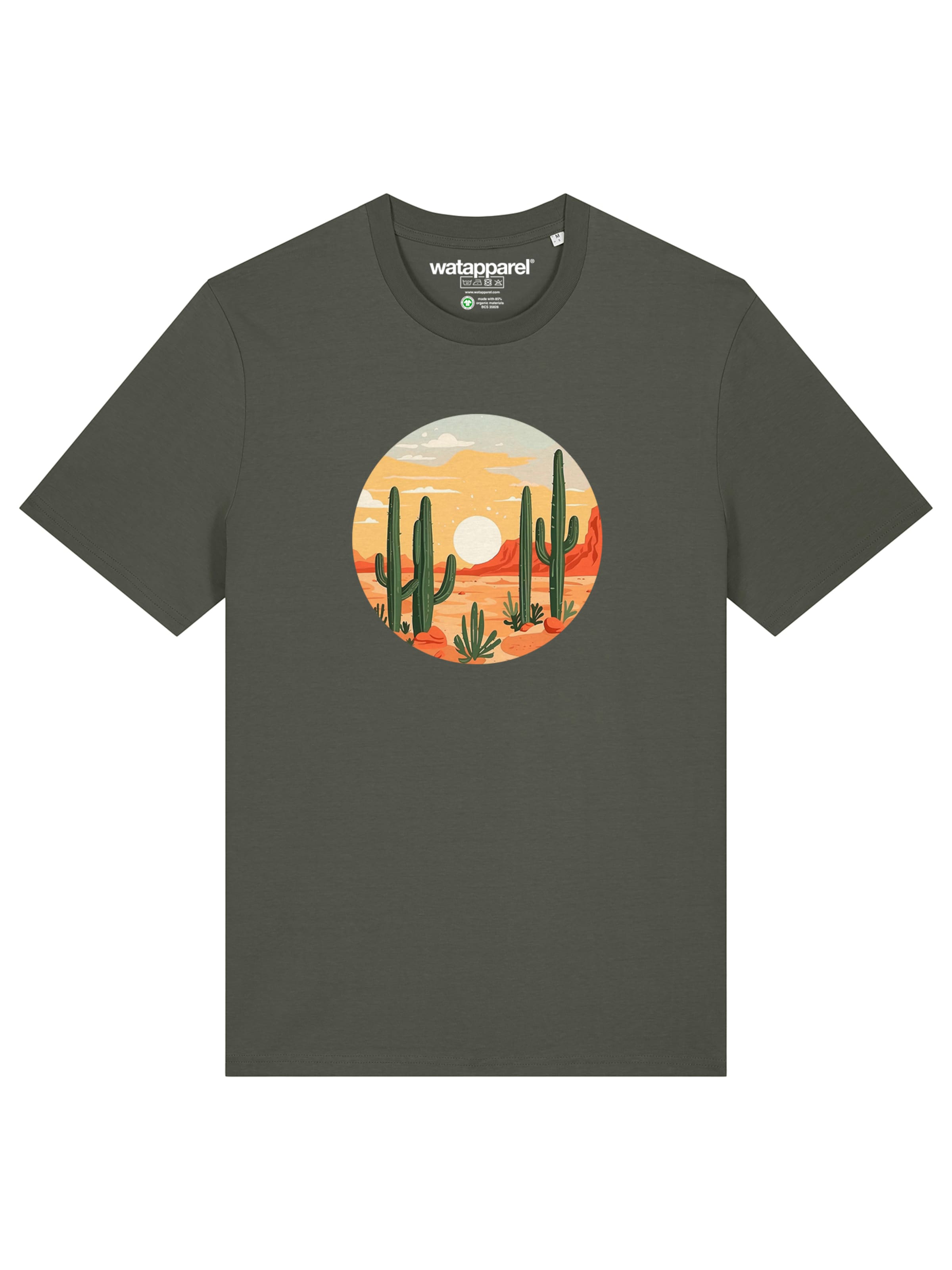 Maglietta 'Sonnenuntergang in der Wüste' di Watapparel in verde: frontale