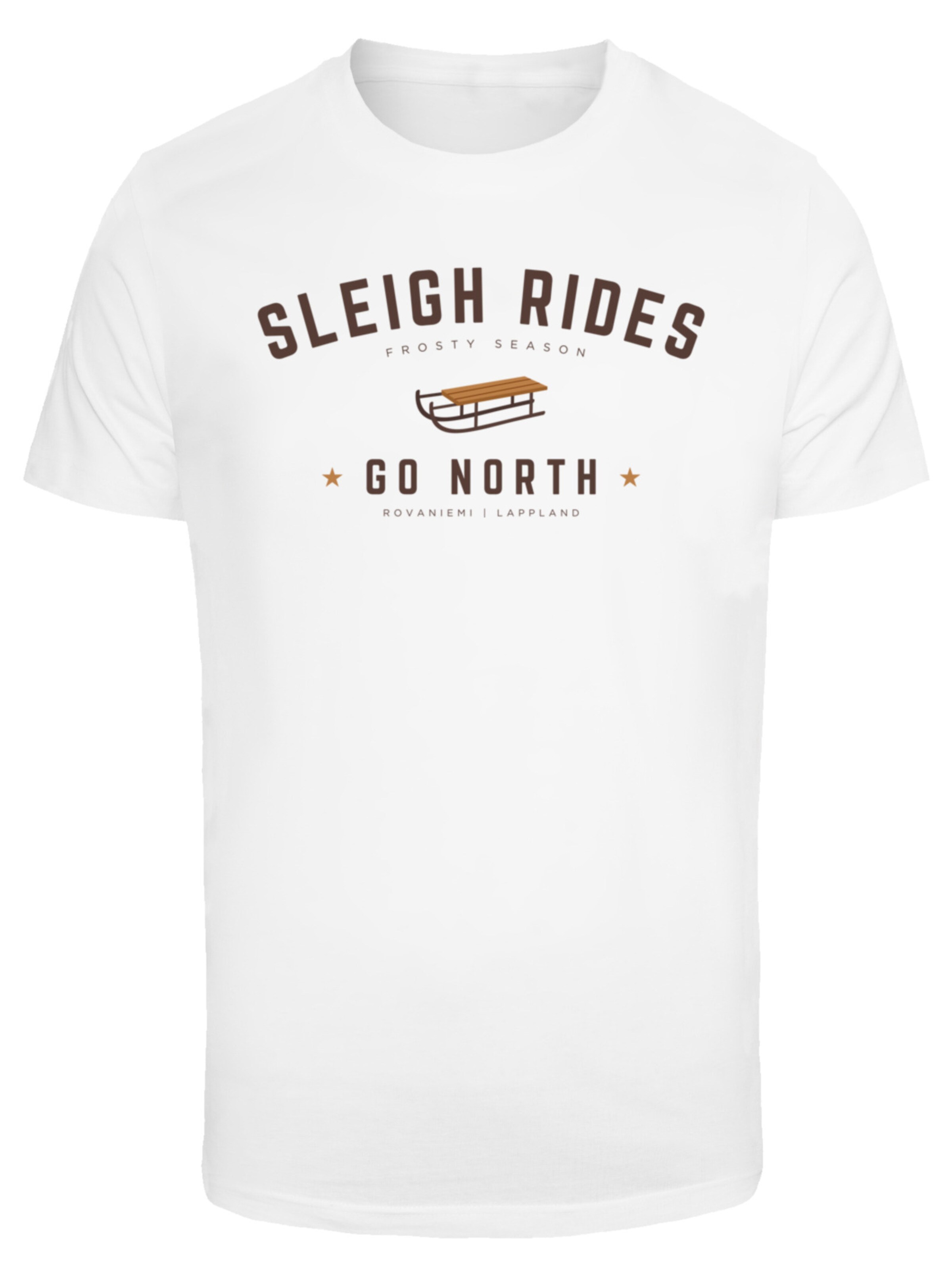 F4NT4STIC Shirt 'Schlittenfahren Weihnachten' in Wit: voorkant