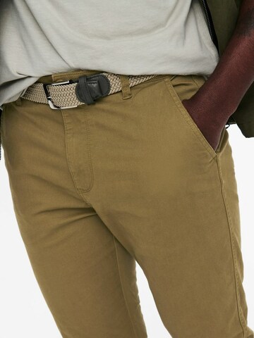 Only & Sons - Tapered Calças chino 'CAM' em verde