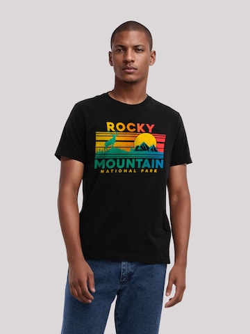 T-Shirt 'US National Parks Rocky Mountain Sunset' F4NT4STIC en noir : devant
