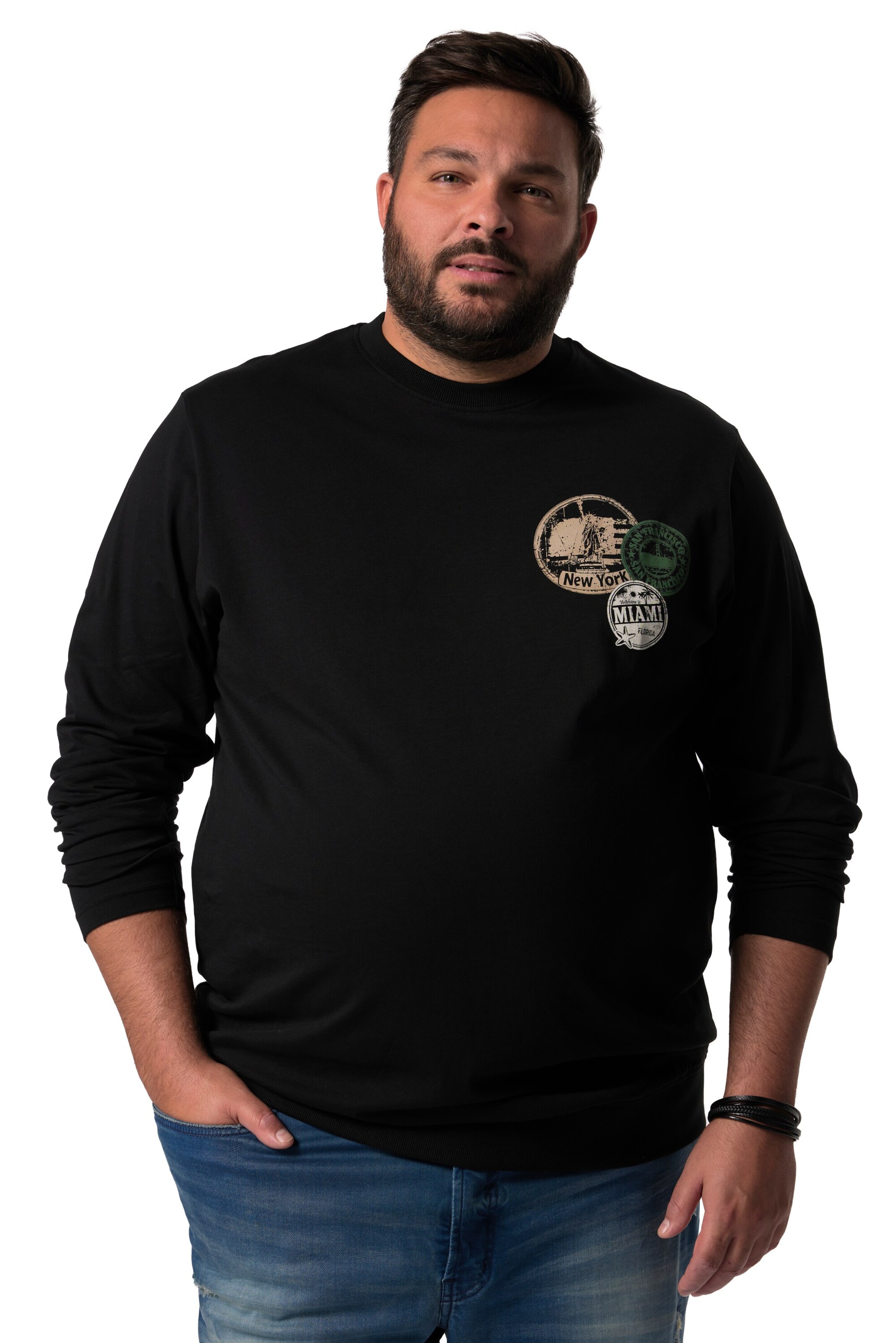 Sweat-shirt Men Plus en noir : devant