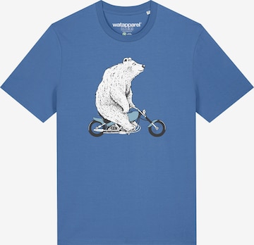Maglietta 'Bär auf Bike' di Watapparel in blu: frontale