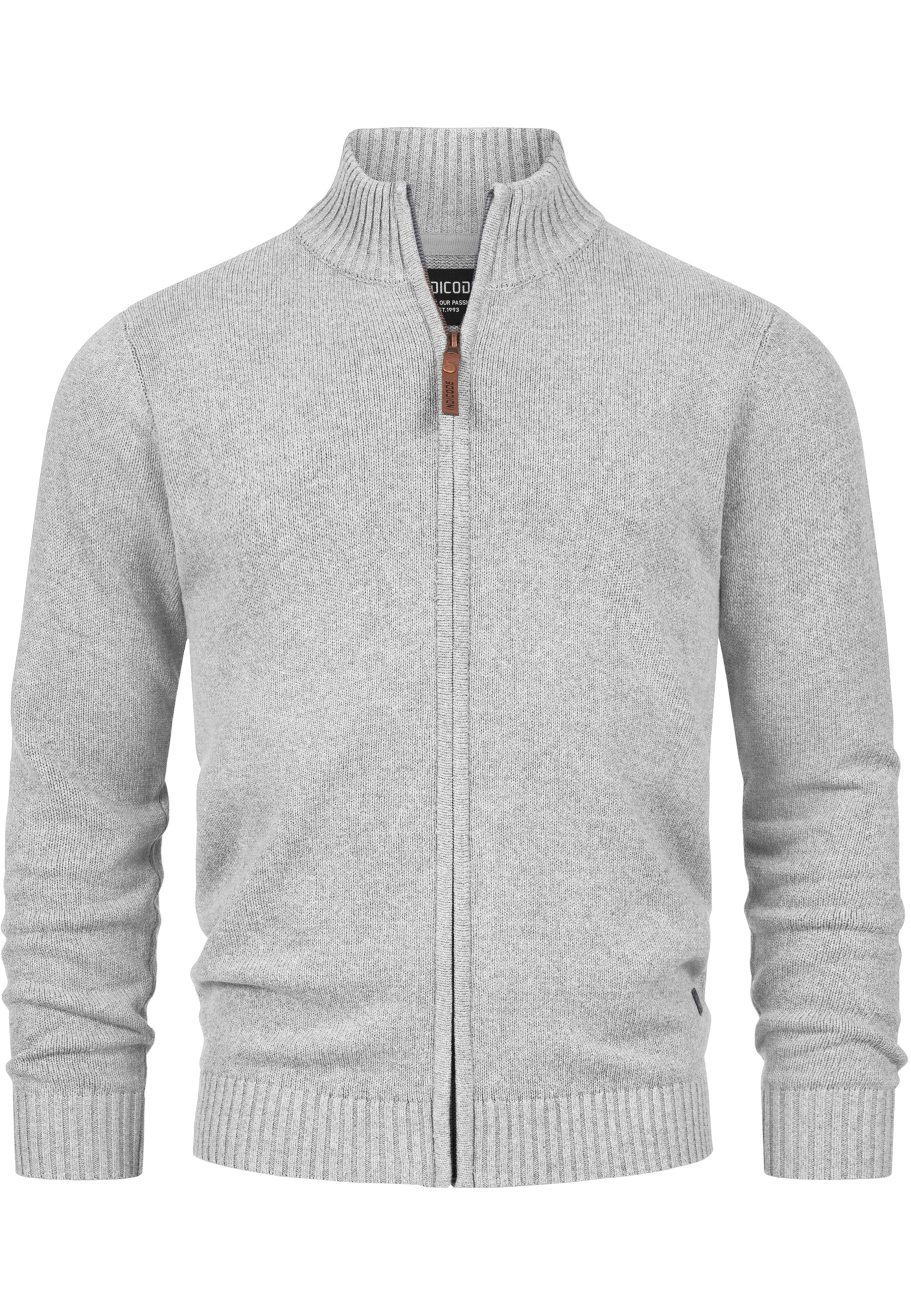 INDICODE JEANS Strickjacke ' Lut' in Grau: Vorderseite