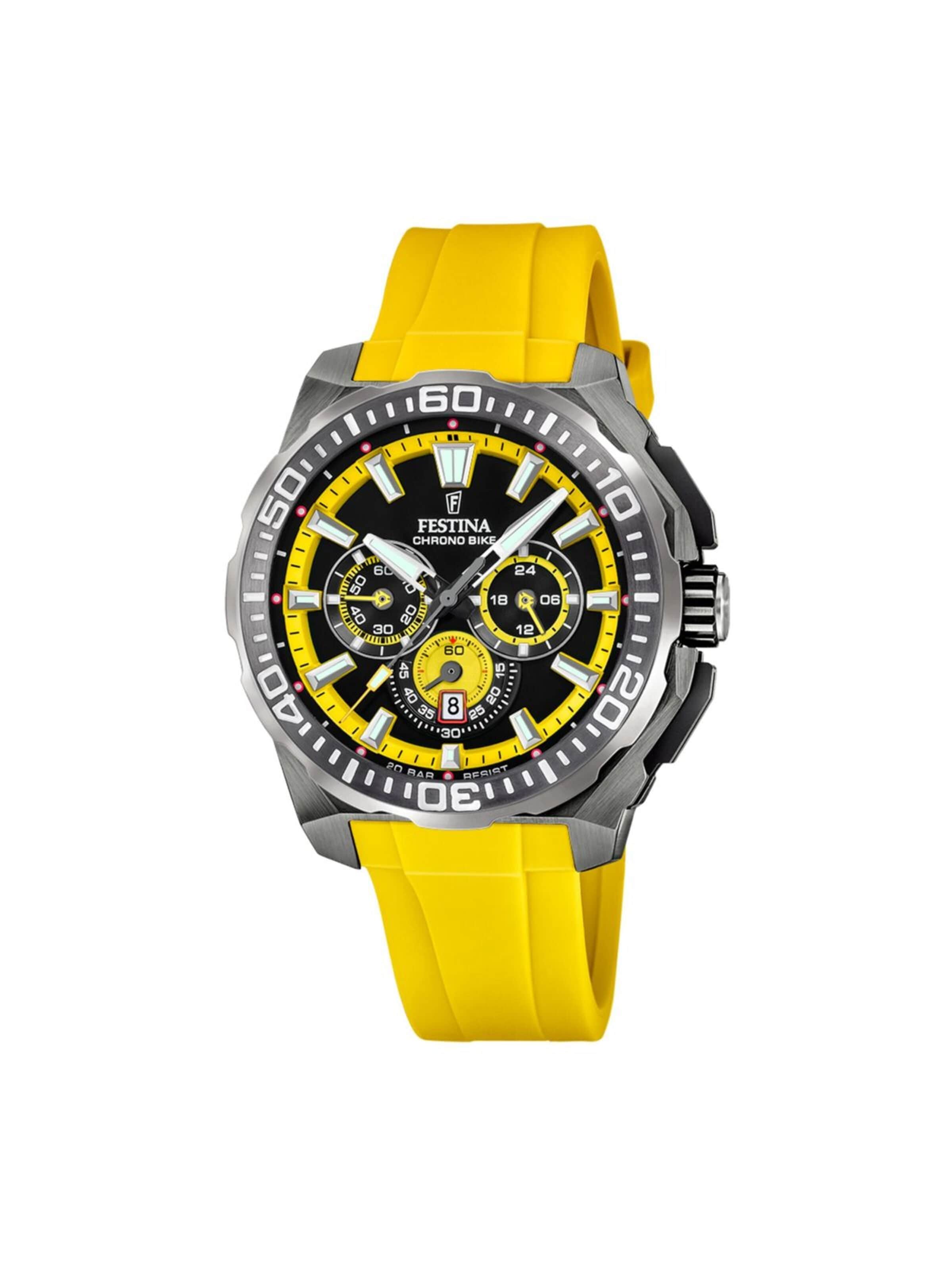 Montre à affichage analogique 'Chrono Bike' FESTINA en jaune : devant