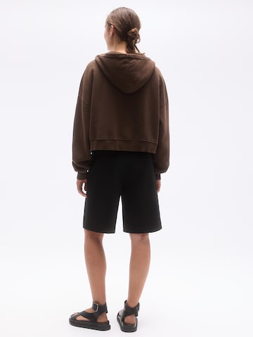 Pull&Bear Zip-Up Hoodie in Brown