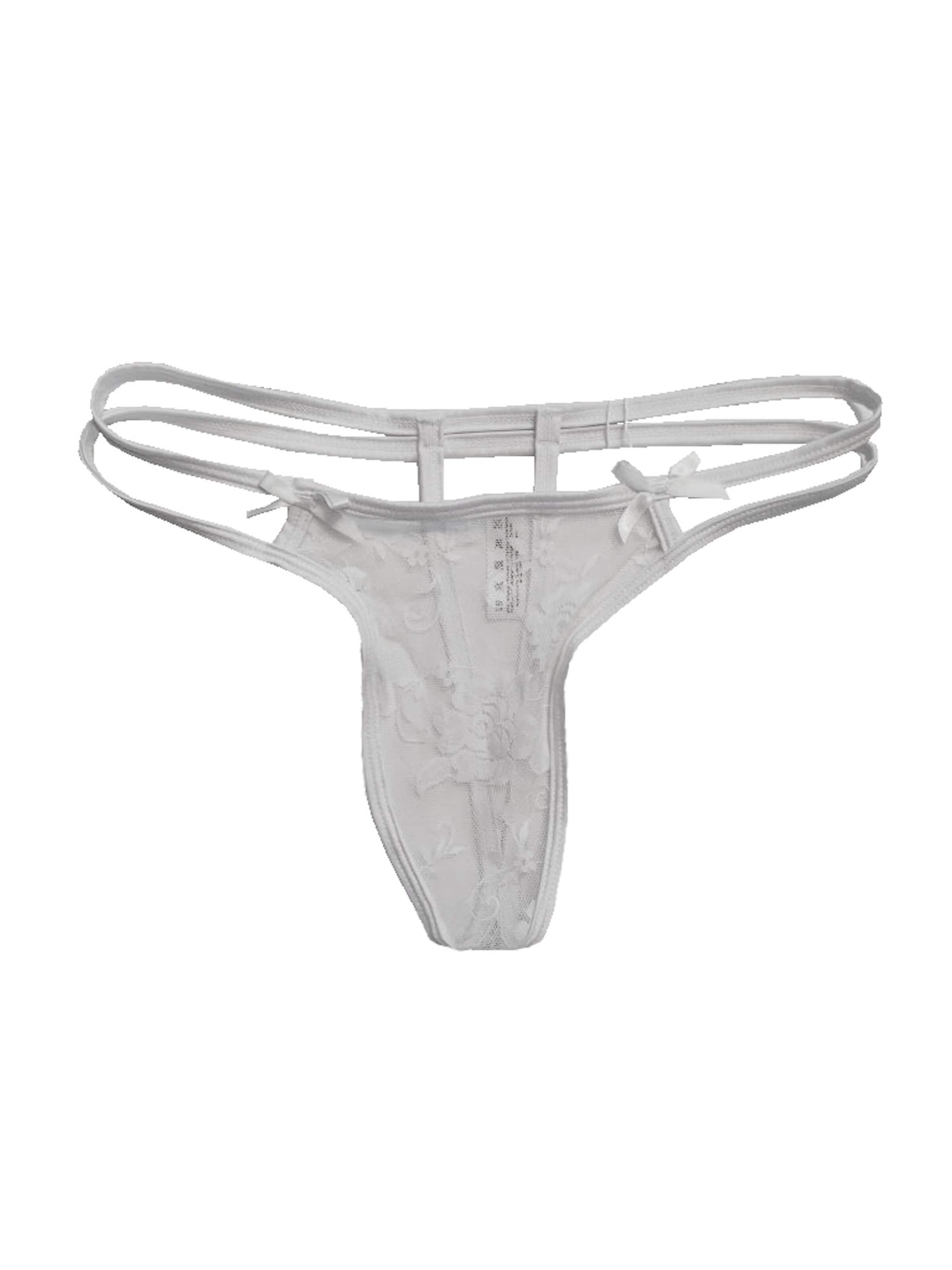Provocative Thong 'Tanga Petite Pentelle' in White: front