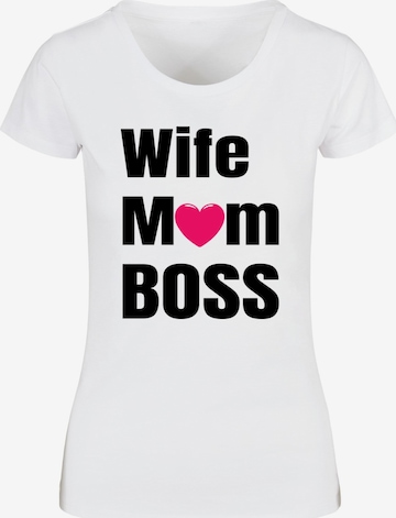 ABSOLUTE CULT T-Shirt 'Mother's Day - Wife Mum Boss' in Weiß: predná strana