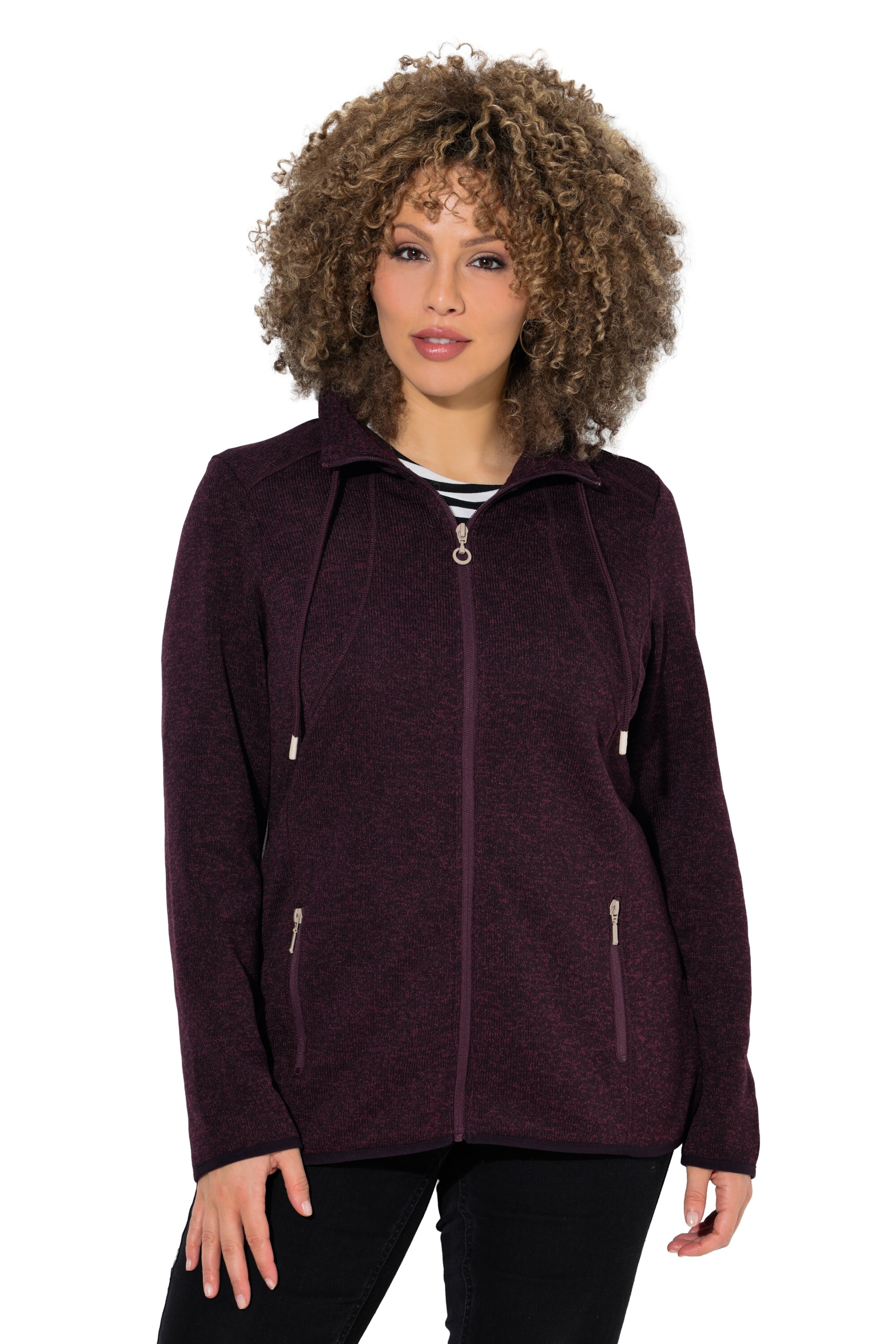 Ulla Popken Fleecejacke in Lila: Vorderseite