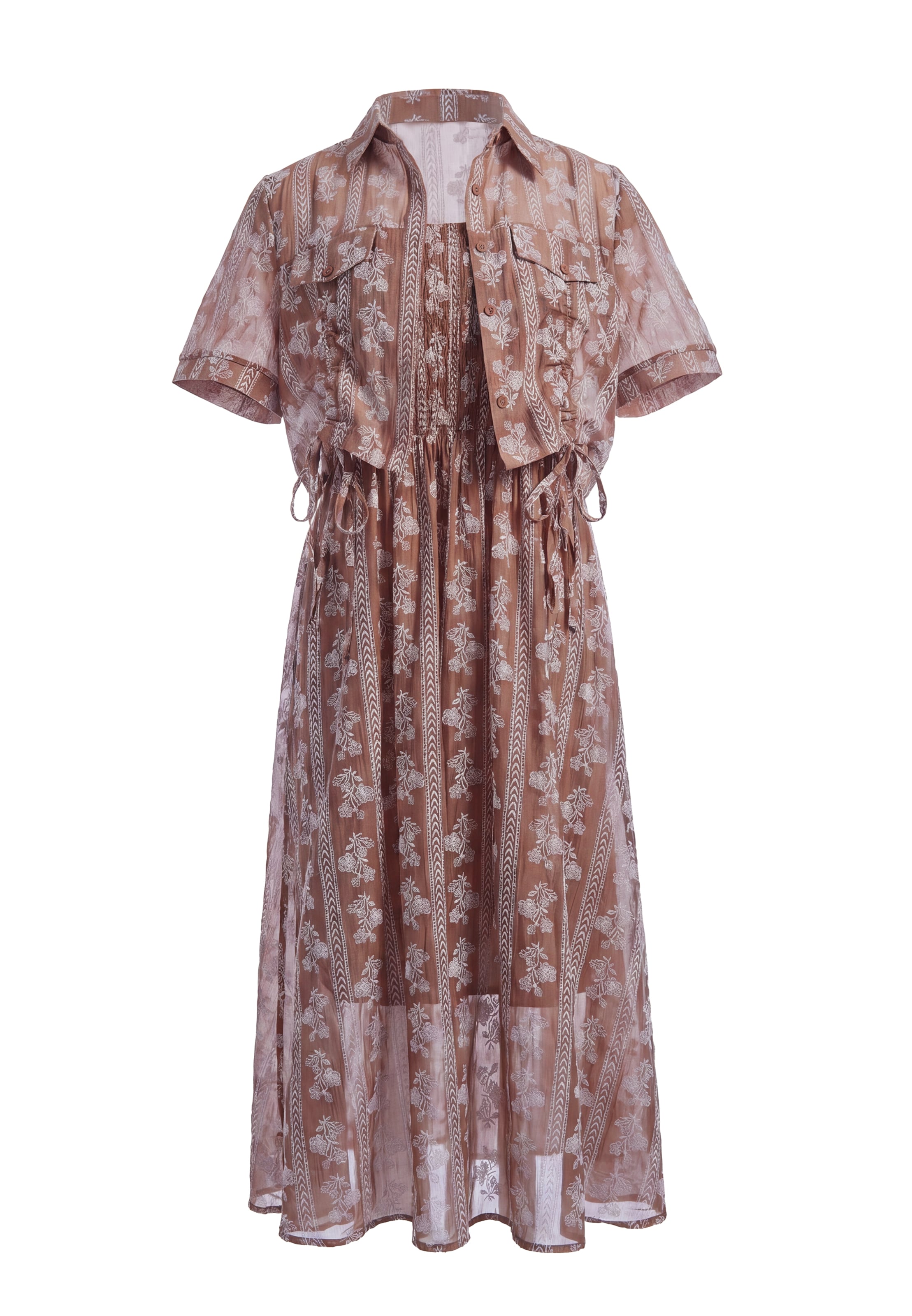 Usha - Vestido em castanho: frente