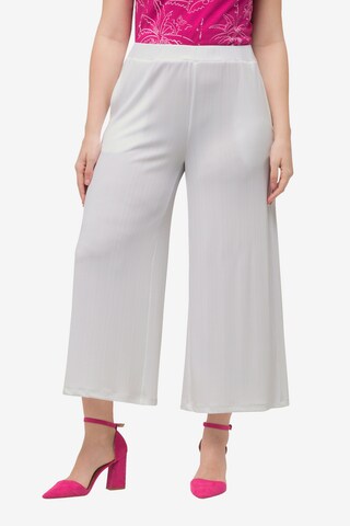 Ulla Popken Wide leg Broek in Wit: voorkant