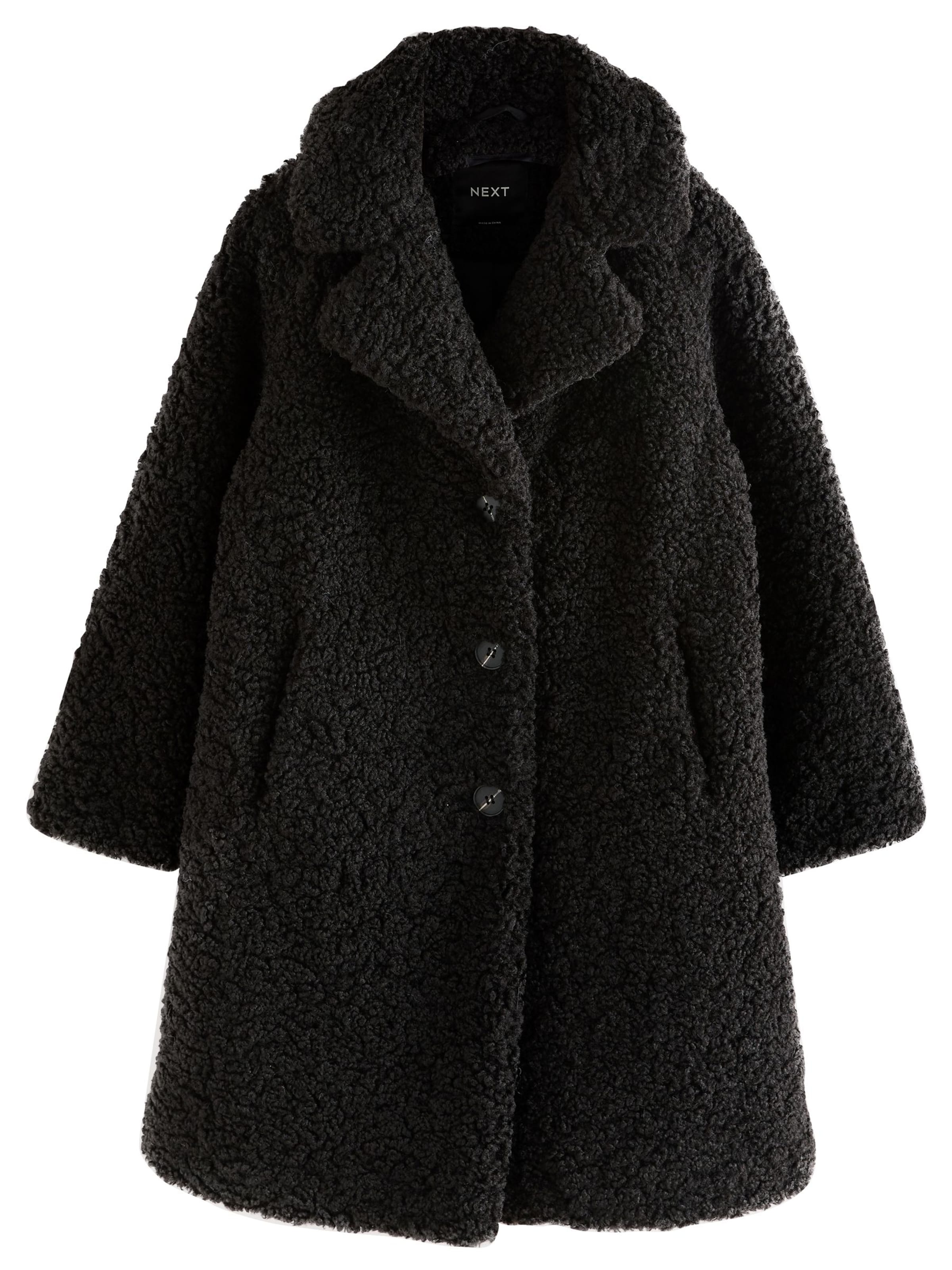 Next Pitkä takki värissä musta: etupuoli