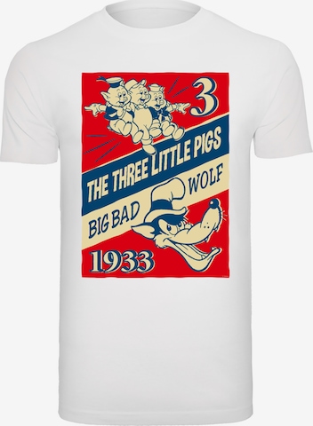 T-Shirt 'Disney Three Little Pigs And The Big Bad Wolf' F4NT4STIC en blanc : devant