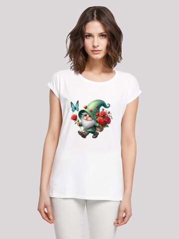 T-shirt 'Gnom Frühling Blumen Schmetterling' F4NT4STIC en blanc : devant