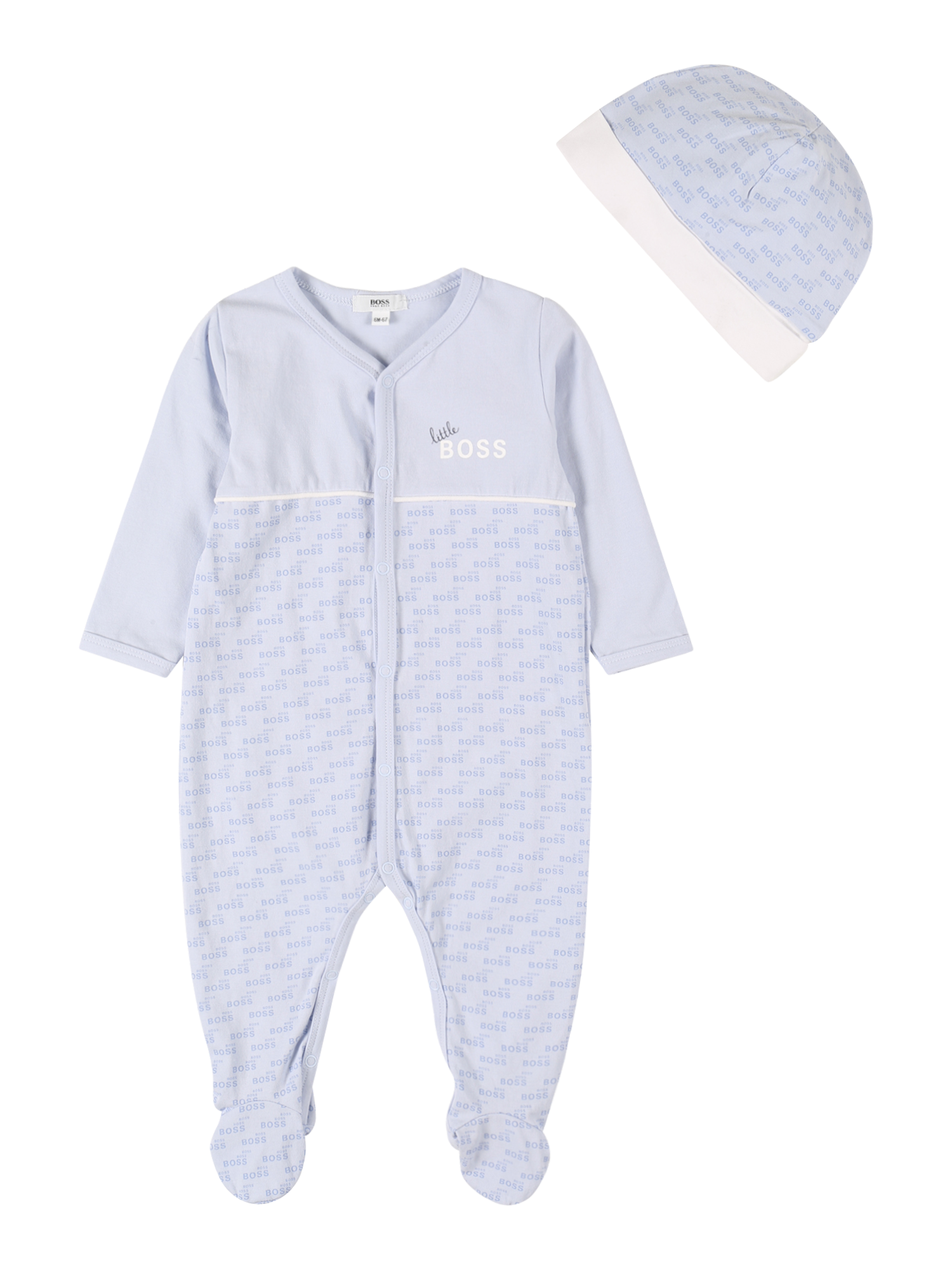 Odzież Niemowlęta BOSS Kidswear Schlafanzug und Mütze w kolorze Jasnoniebieski, Granatowym 
