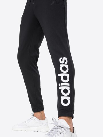 ADIDAS SPORTSWEAR Tapered Workout Pants 'Essentials Tapered Elastic Cuff Logo' in Black