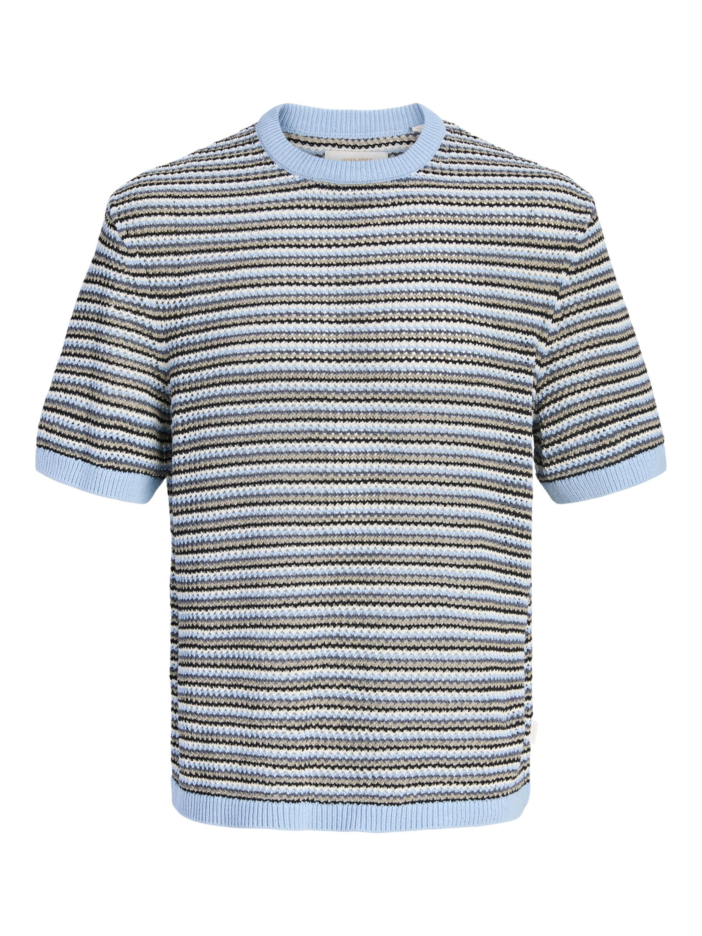 JACK & JONES T-Shirt en bleu / noir / blanc, Vue avec produit