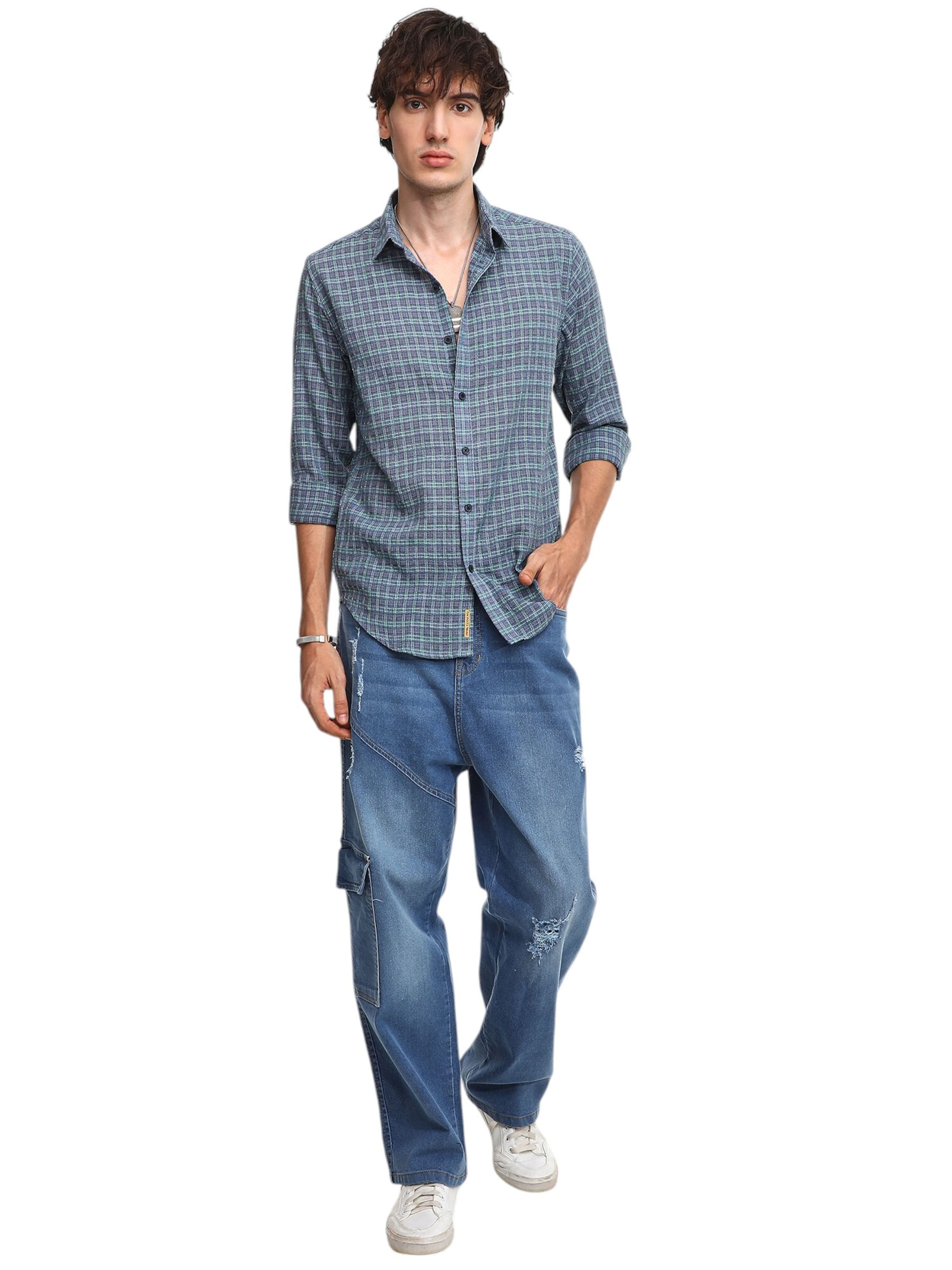 Campus Sutra Regular fit Button Up Shirt 'Xena' in Blue