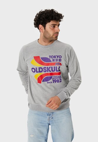 Oldskull Sweatshirt 'Retro Tokyopolis' in Grey: front