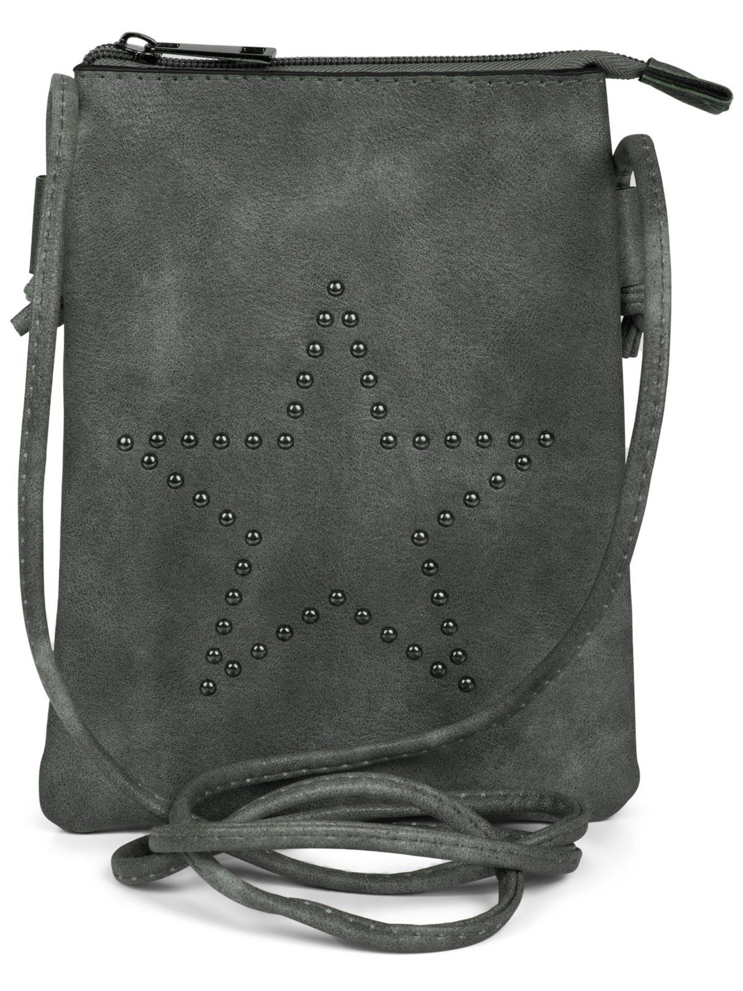 styleBREAKER Umhängetasche 'Mini Umhängetasche mit Nieten Stern'‌‌‌‌ in Grau: Vorderseite