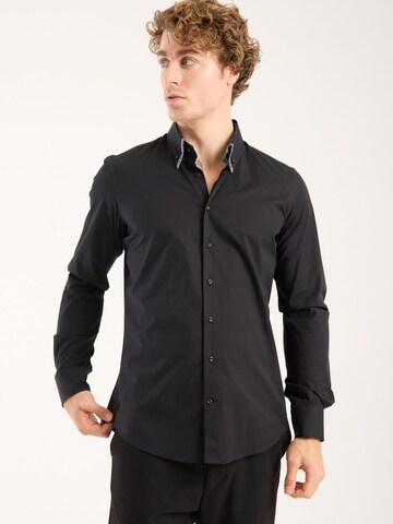 Slim fit Camicia business di 7Camicie in nero: frontale