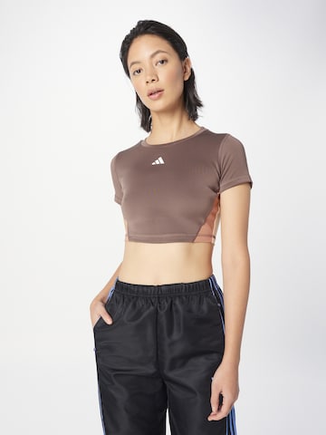 T-shirt fonctionnel ADIDAS PERFORMANCE en marron : devant