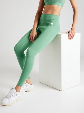 ADIDAS PERFORMANCE Skinny Sportnadrágok 'Essentials' - zöld: elől