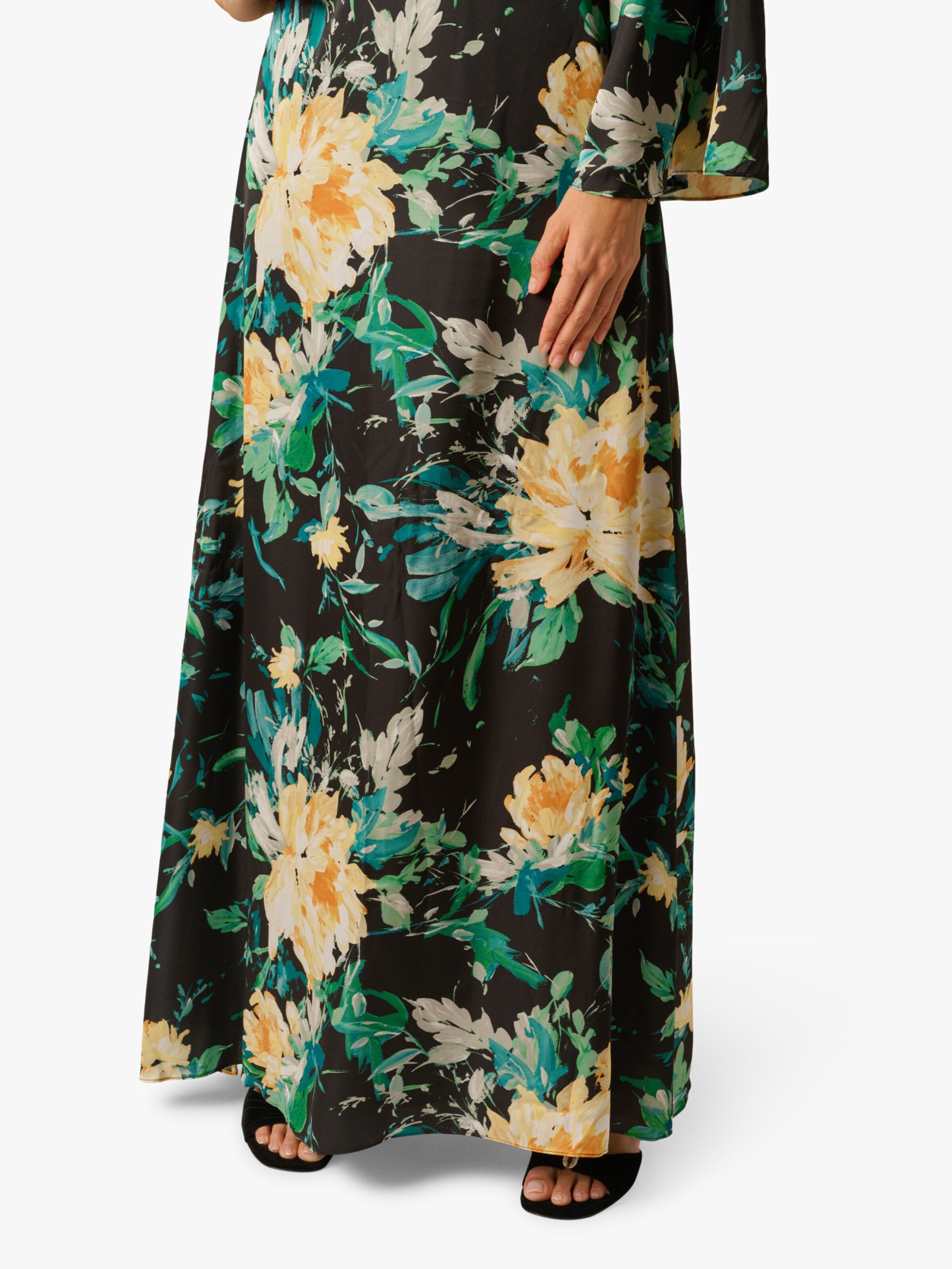 Adrianna Papell Evening dress 'One Shoulder Printed Satin Gown' in Black