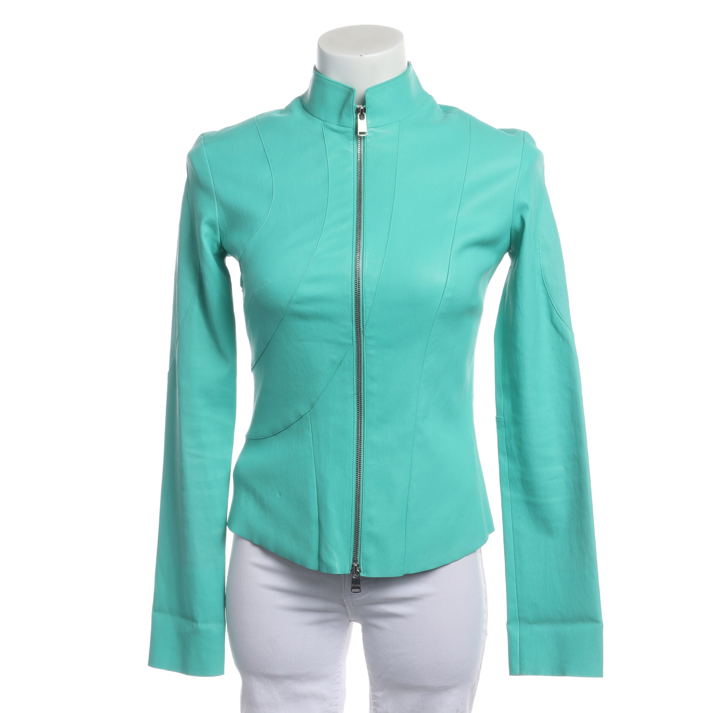 Jitrois Lederjacke / Ledermantel S in Grün: Vorderseite