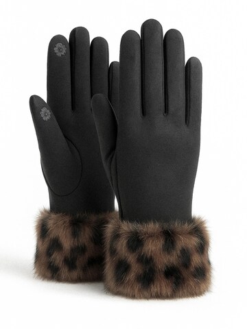 COLLEZIONE ALESSANDRO Fingerhandschuhe 'Puschel' in Schwarz: Vorderseite