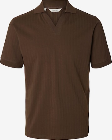 T-Shirt 'SLHMILAN' SELECTED en marron : devant