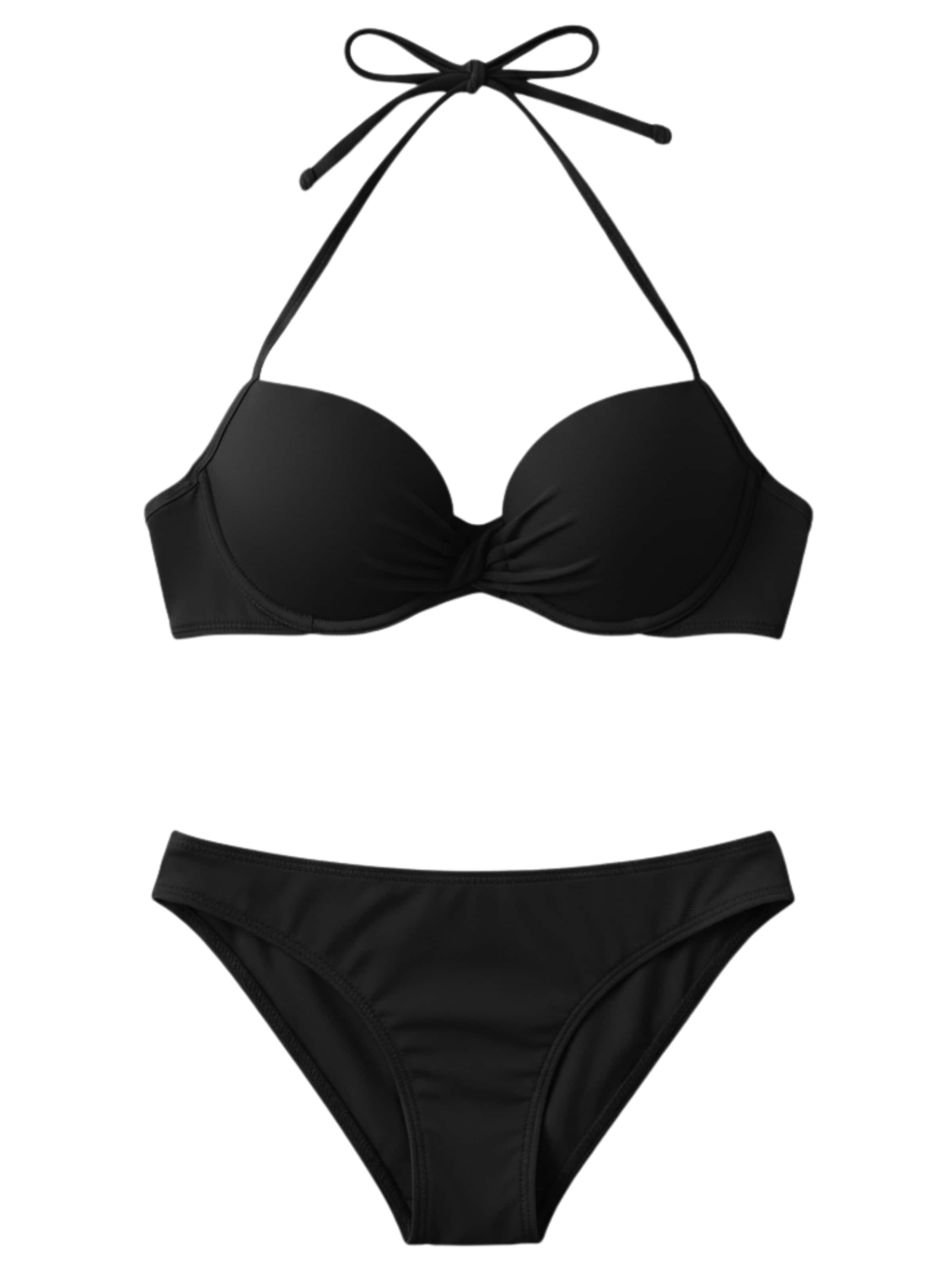 AvaMia Bandeau Bikini 'Type 2' in Schwarz: Vorderseite