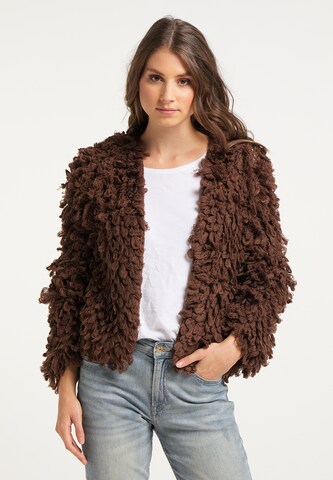 IZIA Knit Cardigan in Brown: front