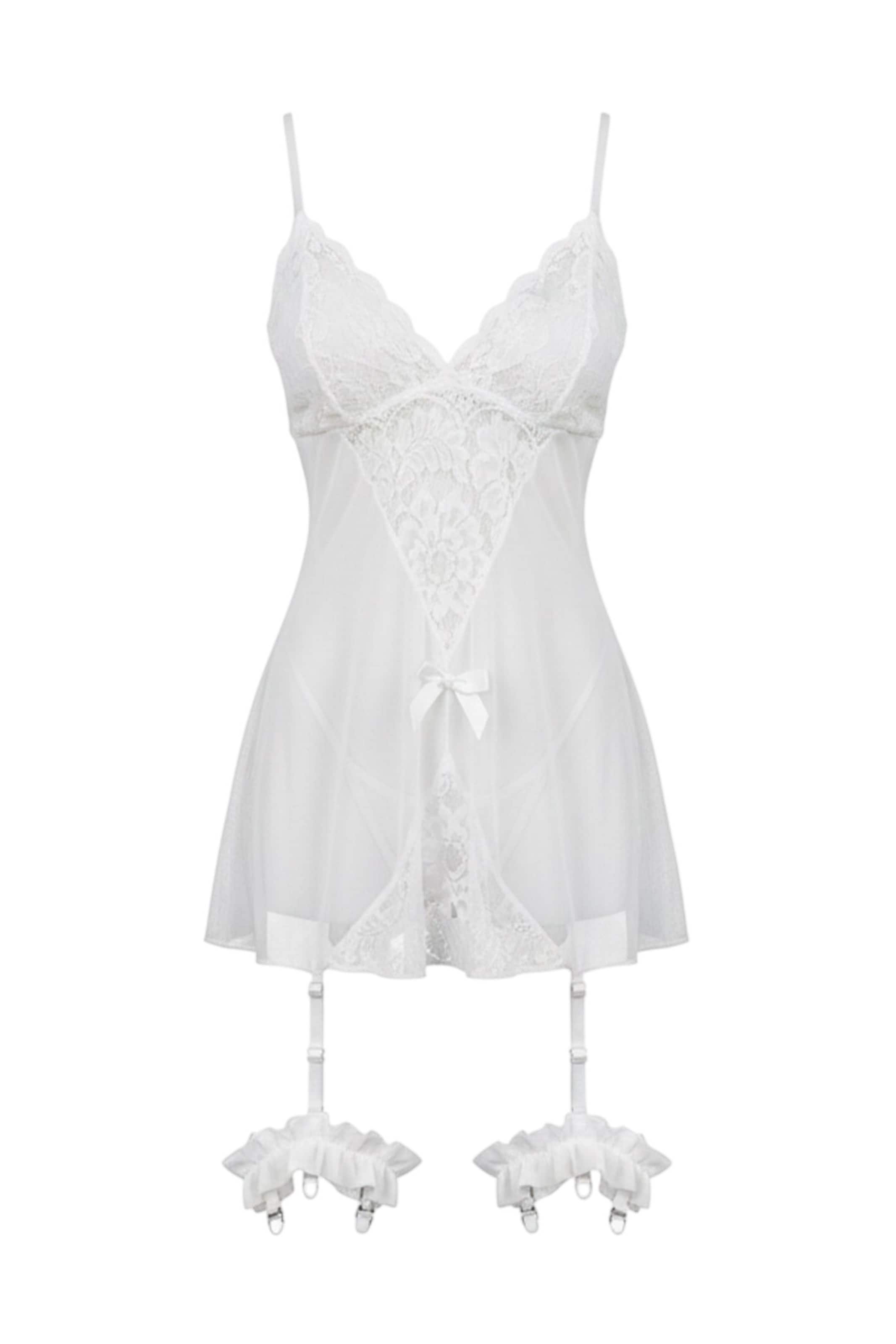 C&City T-shirt Negligé in Wit: voorkant