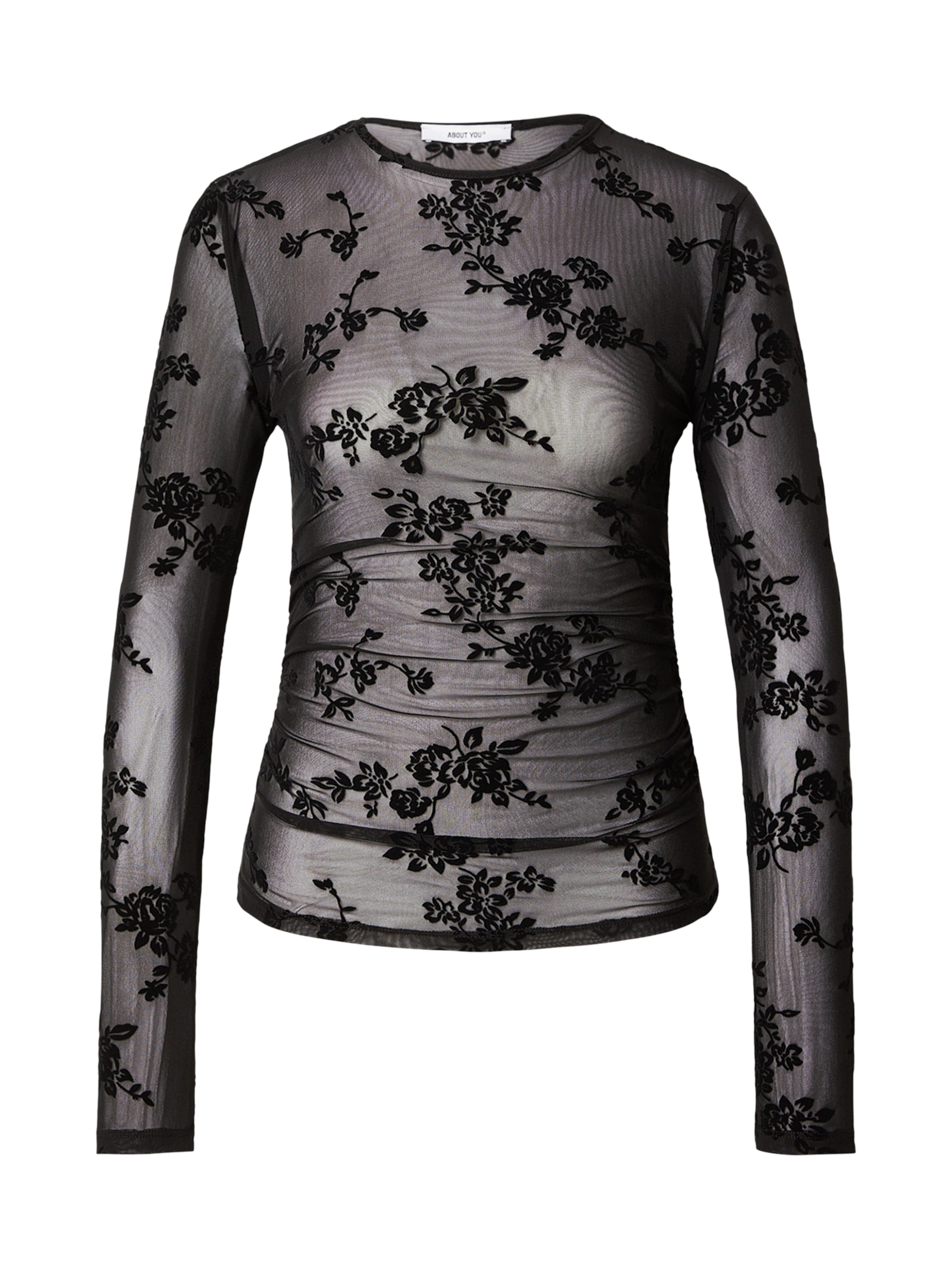 ABOUT YOU Тениска в черно: отпред