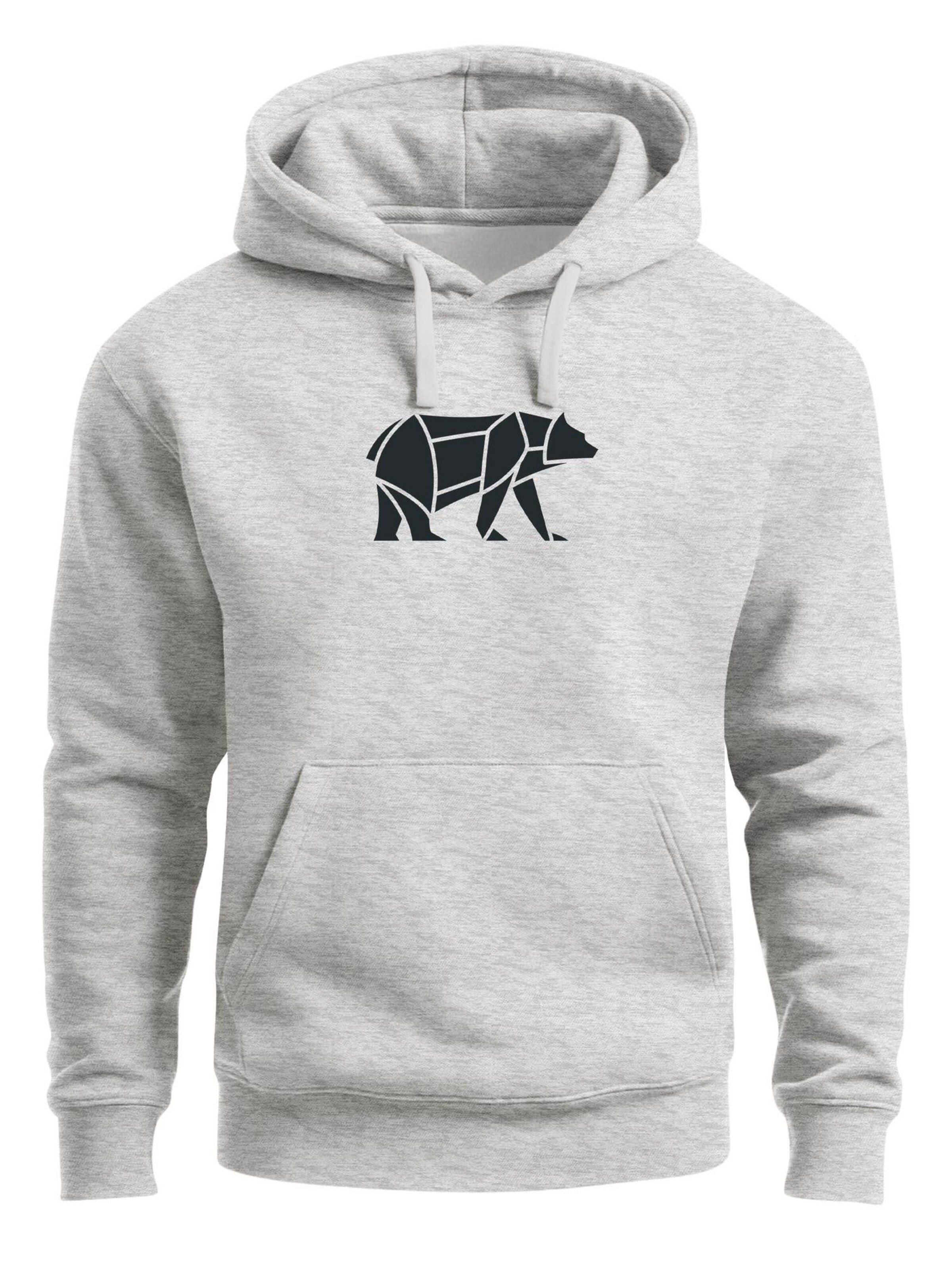 Neverless Sweatshirt 'Bär Lineart Polygon' in Grey: front