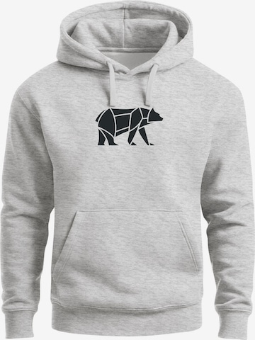 Neverless Sweatshirt 'Bär Lineart Polygon' in Grau: Vorderseite