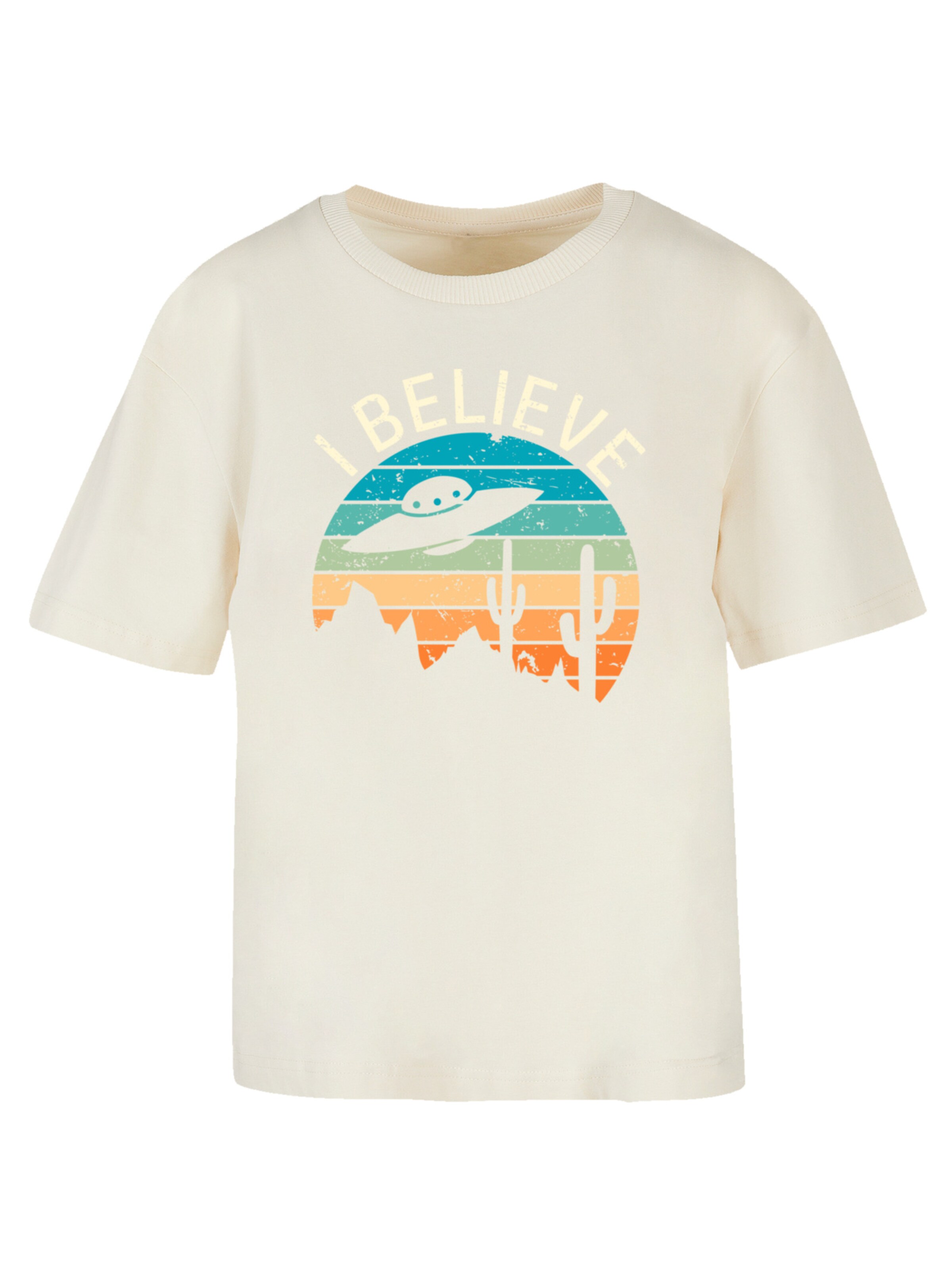 T-shirt 'I Believe UFO Alien Sonnenuntergang' F4NT4STIC en jaune : devant