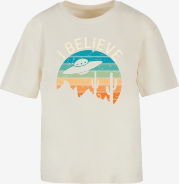 T-shirt 'I Believe UFO Alien Sonnenuntergang' F4NT4STIC en jaune : devant