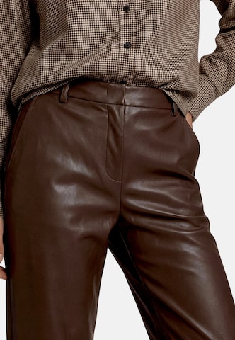 zero Regular Kunstleder-Hose mit Reißverschluss in Braun