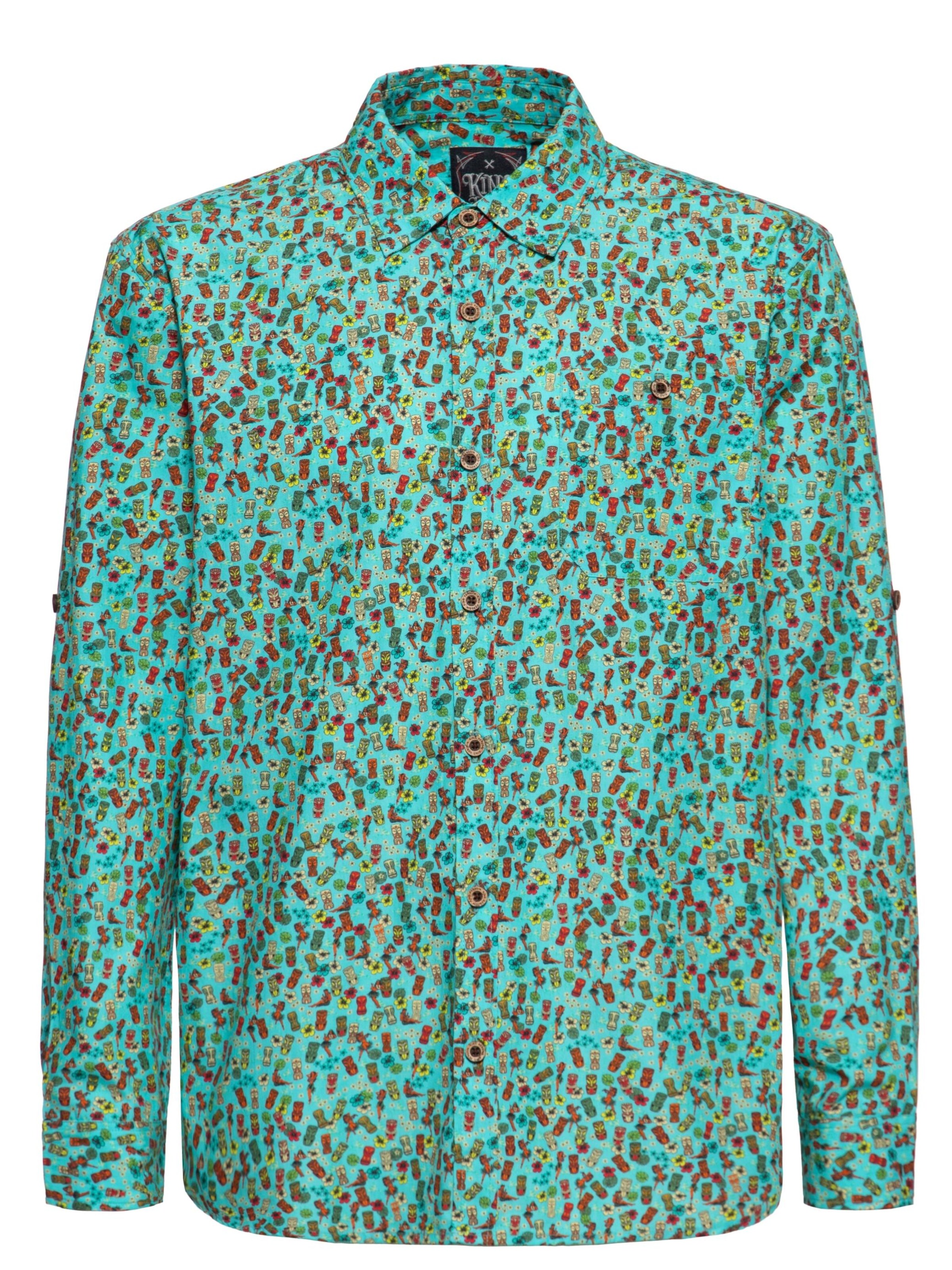 King Kerosin Button Up Shirt 'Tiki' in Mint, Item view
