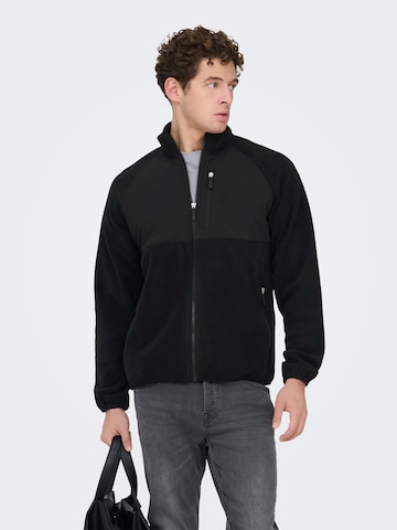 Only & Sons Fleecejacke 'ONSChuck' in Schwarz: Vorderseite