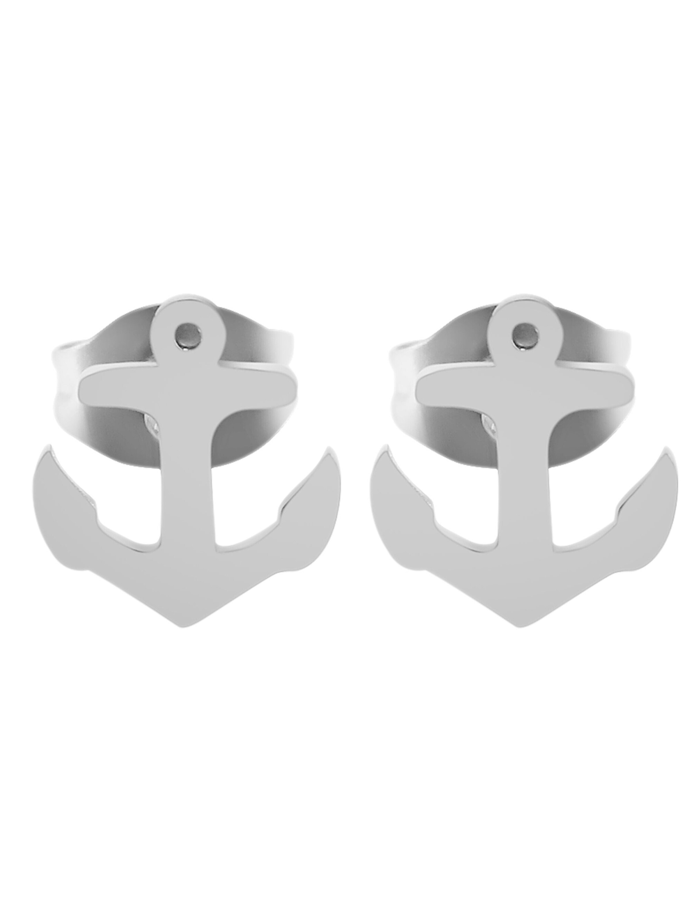 Akzent Earrings 'Edelstahl, Anker, 4 Farben, 8x7,5 mm, Maritimes Design' in Silver: front