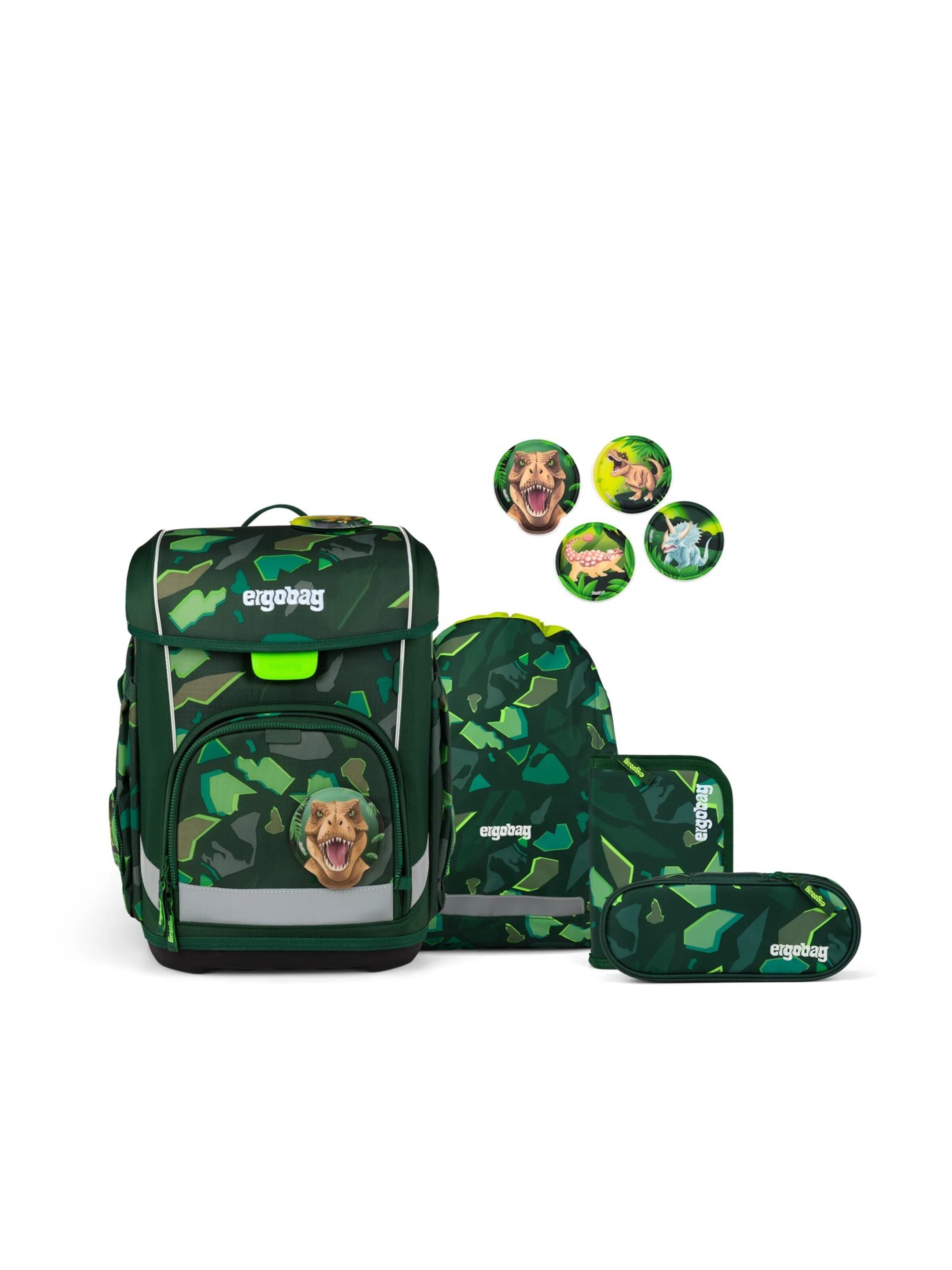 ergobag Backpack 'Schulranzen-Set cubo light Set' in Green: front