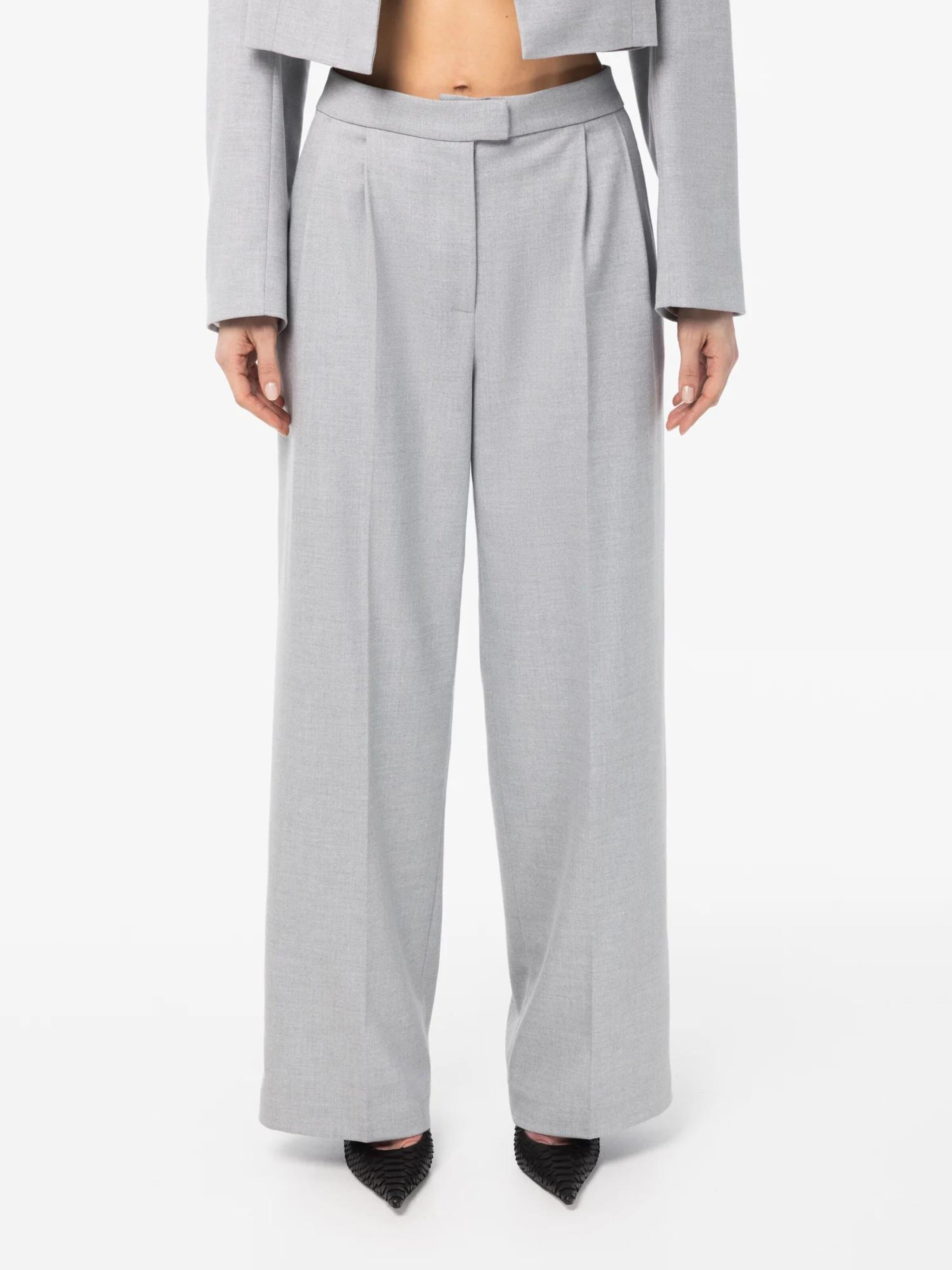 mandragora Wide leg Broek 'Theo' in Grijs: voorkant